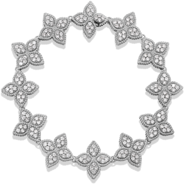 Roberto Coin Princess Flower Gold And Diamond Link (1000x1000), Png Download