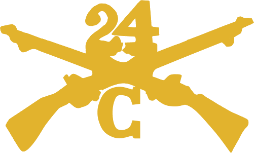 Golden Crossed Rifles With A C Below And 24 Above The - Rifle (501x302), Png Download