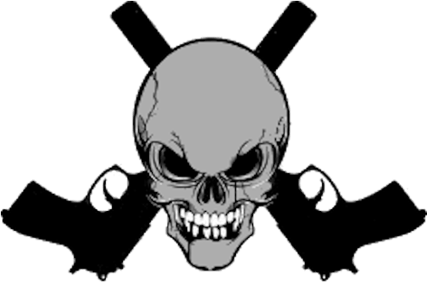 Crossed Guns Clipart - Skull And Bones Guns (600x498), Png Download