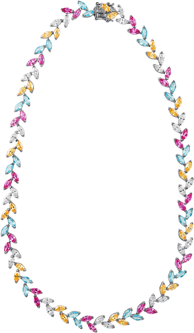 Georgette Floral Multi Color Necklace - Necklace (1200x1200), Png Download