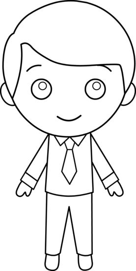 Png Freeuse Download Guy In Suit Line - Line Drawing Of Boy (277x550), Png Download