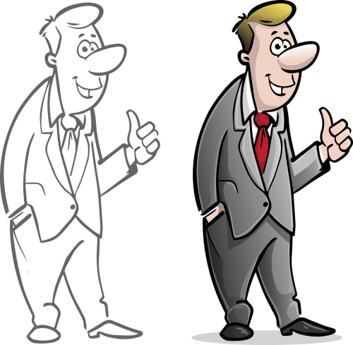 Suit,male,adult - Mann Im Anzug Cartoon (500x489), Png Download