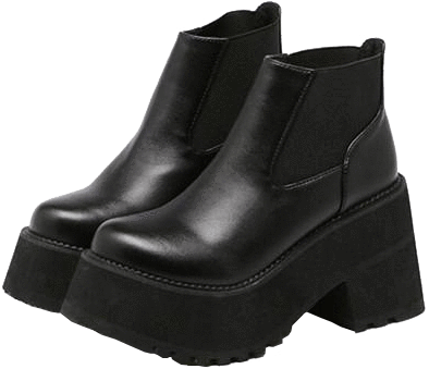 Leather Black Massive Platform Boots - Boot (460x460), Png Download