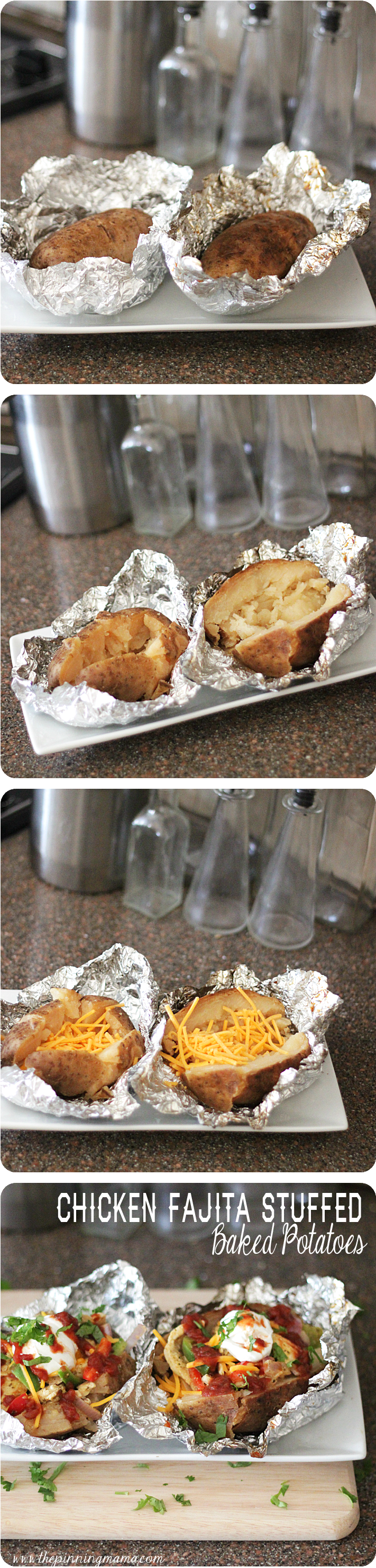 {easy Family Dinners) Chicken Fajita Stuffed Baked - Baked Potato (750x3000), Png Download
