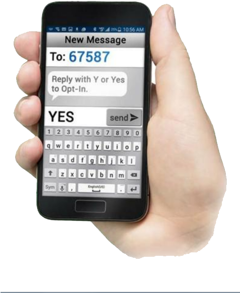 Photo Of A Hand Holding A Mobile Phone - School Messenger Text Opt (490x639), Png Download