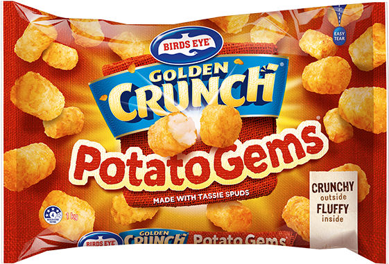 40176 Birds Eye Golden Crunch Potato Gems 1kg - Birds Eye Golden Crunch Hash Browns 800g (560x460), Png Download