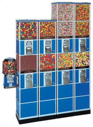 From A Single Ball Globe Gumball Machine To A Single - Beaver Double Decker Tower Vending Machine (299x408), Png Download