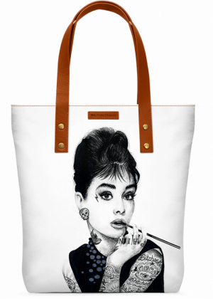 Audrey Hepburn Inked Classic Tote Bag - Tattooed Audrey Hepburn Print (300x420), Png Download