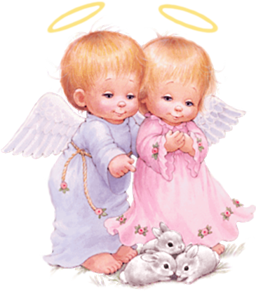 Cute Baby Angels With Bunnies Free Png Clipart Picture - Baby Angel Png (365x415), Png Download