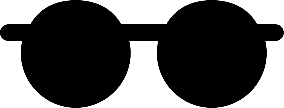 Rounded Sun Glasses - Round Black Glasses Png (981x374), Png Download