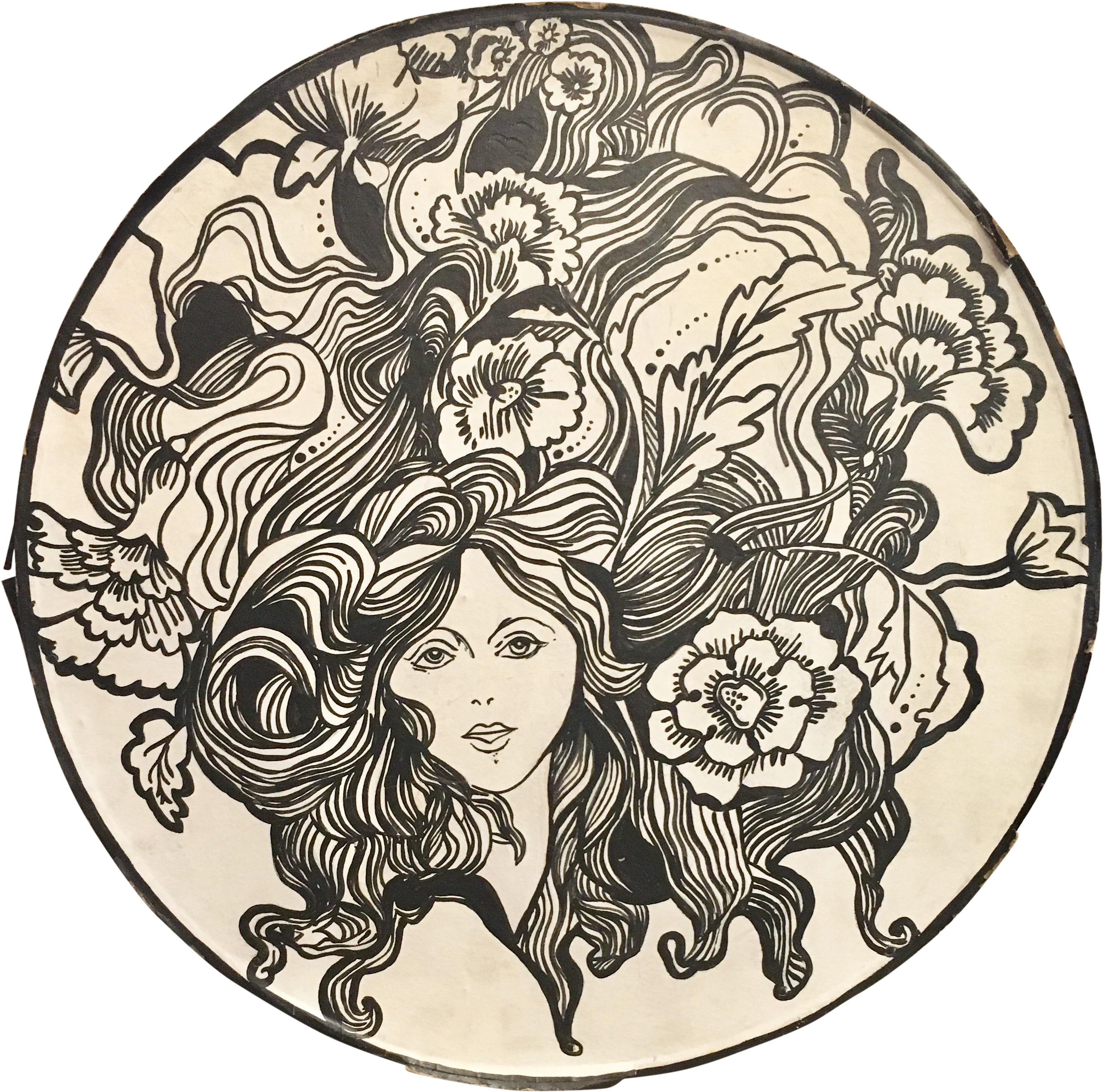 Png Download Boho Drawing Face - Art Nouveau Paintings Circle (2940x2910), Png Download