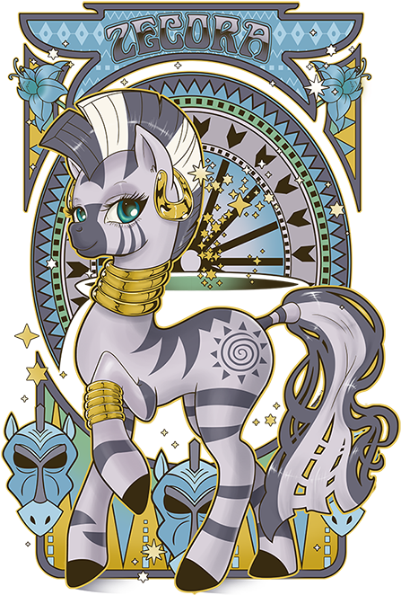 Hezaa, Modern Art, Nouveau, Safe, Zebra, Zecora - My Little Pony Art Deco (467x700), Png Download