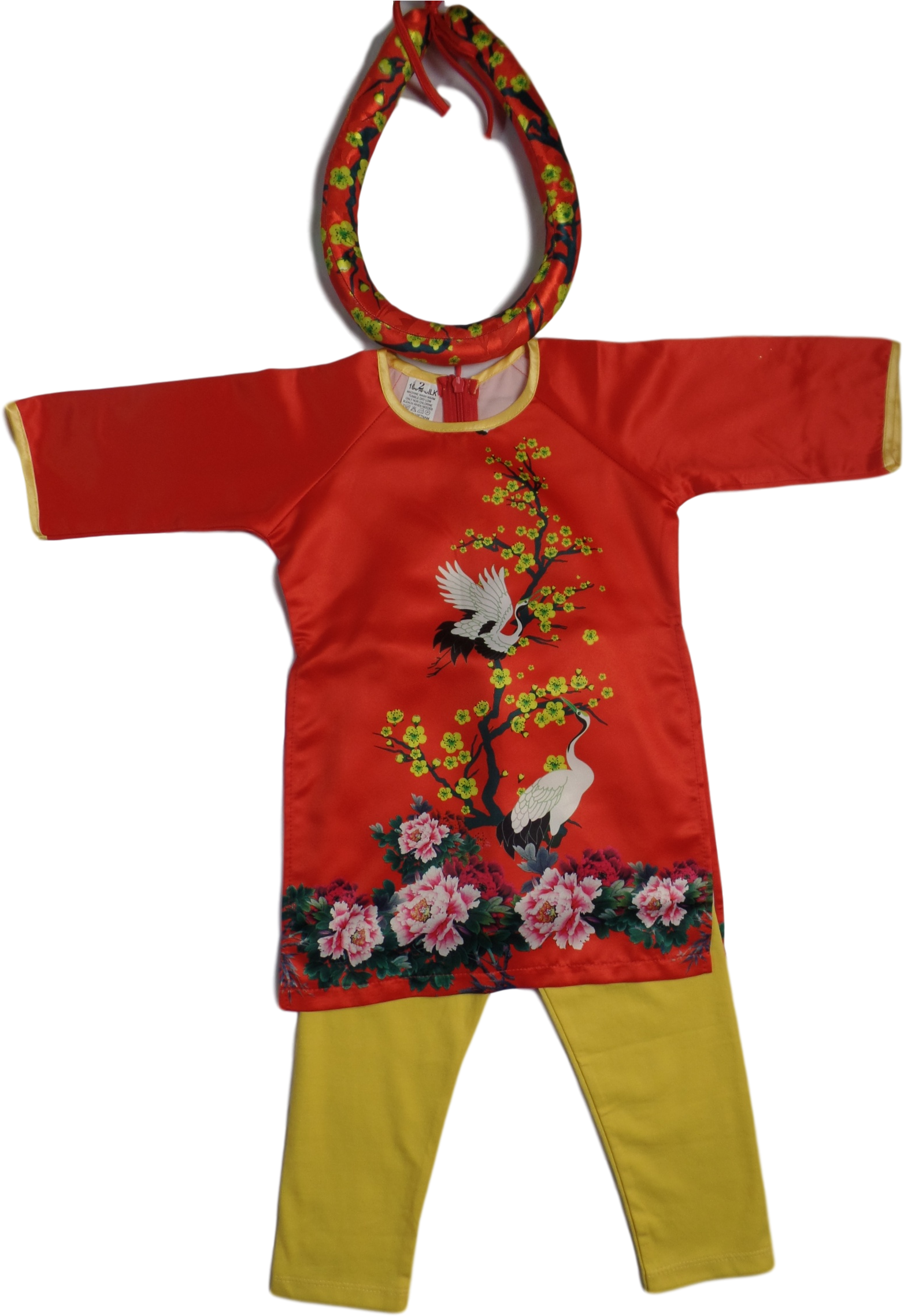 Red Ao Dai Apricot Blossom Baby Girl Viet Nam Traditional - Pattern (1773x2365), Png Download