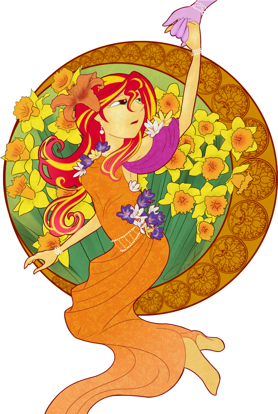 Katrittaja, Equestria Girls, Flower, Modern Art, Nouveau, - Cartoon (1024x1448), Png Download
