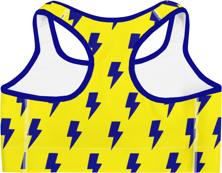Blue & Yellow Lightning Bolts Sports Bra - Sports Bra (1000x1000), Png Download