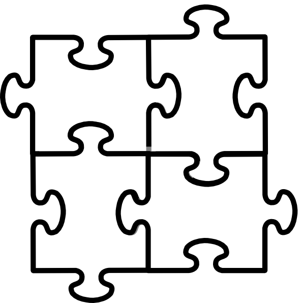 Jigsaw Puzzle Clip Art At Clker - Four Puzzle Pieces Png (594x596), Png Download