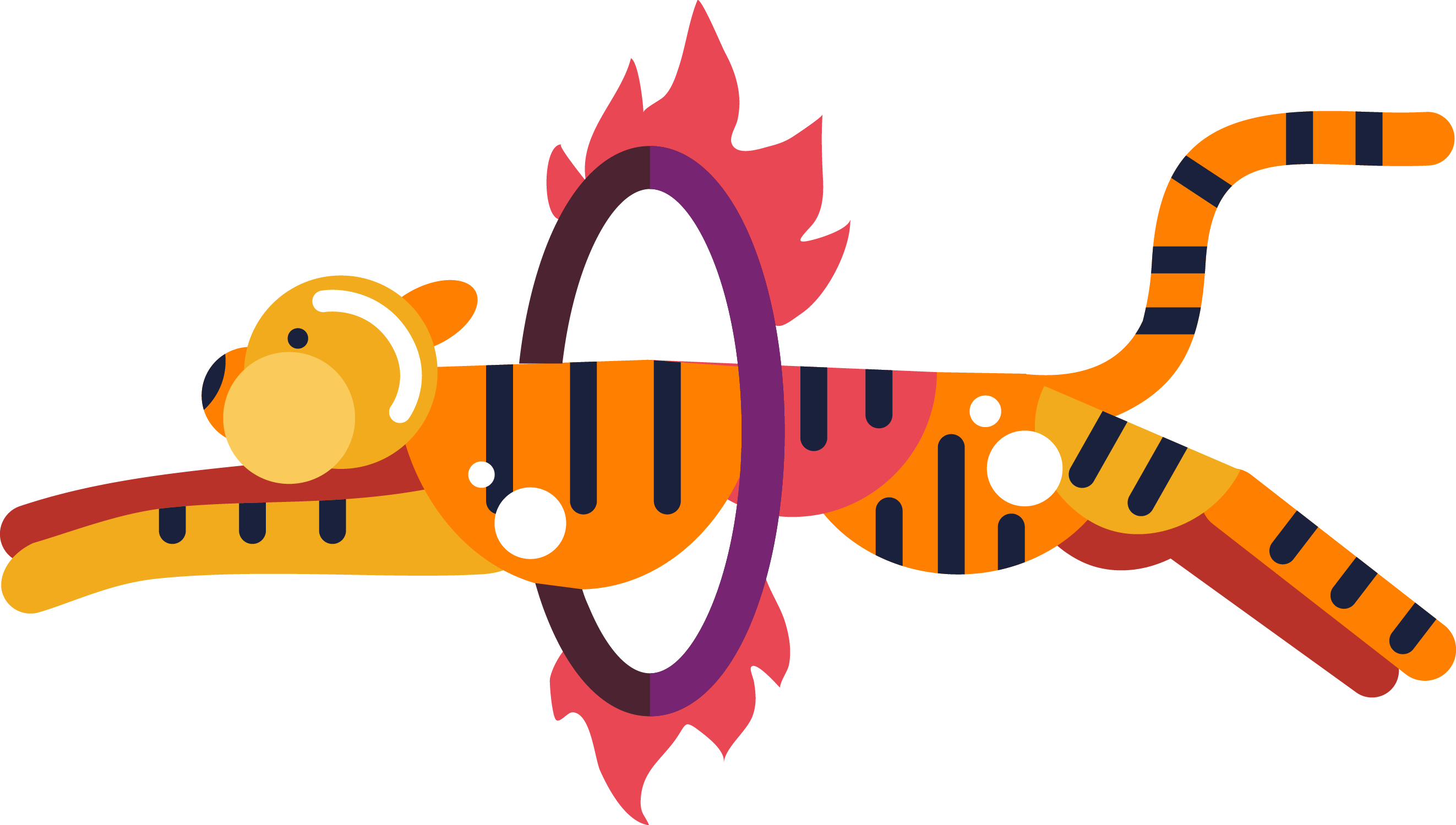 Tiger Snail Jump Circus Icon - Circus (2645x1499), Png Download