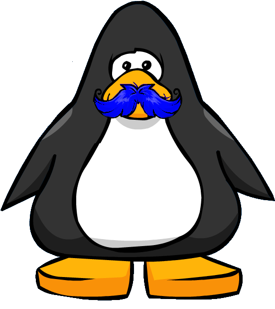 Playercard Blue Neon Mustache - Club Penguin Black Penguin (632x637), Png Download