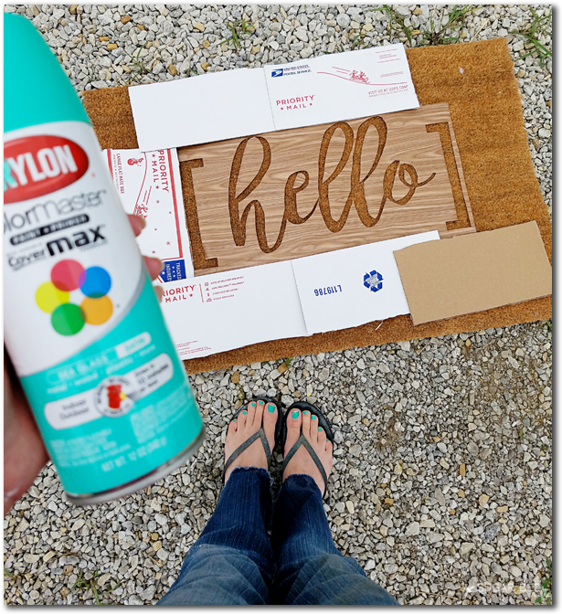 Spraypaint Door Mat - Diy Spray Paint Door Mat (648x710), Png Download