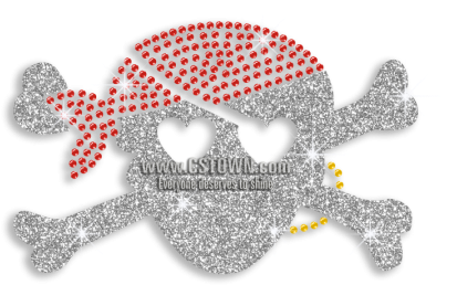 Cute Pirate Skull Hearts Rhinestone Glitter Iron On - Crab (450x450), Png Download