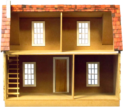 Finished 1 Inch Scale Adirondack Log Cabin Dollhouse - Greenleaf Dollhouse Kit (600x600), Png Download