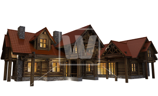 Residential Full Size Log House - House (550x320), Png Download