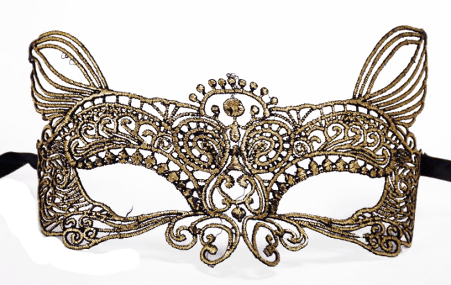 Dreamgirl Eye Mask One Size / Gold Gold Feline Masquerade - Fox Lace Mask (650x411), Png Download