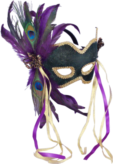 Peacock Feathered Venetian Mask - Mardi Gras Outifit Ideas (366x580), Png Download