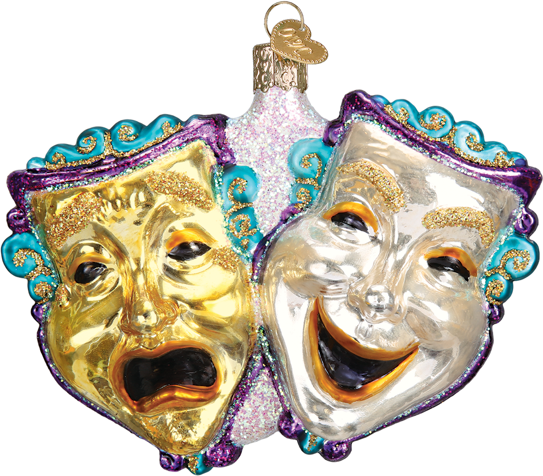 Comedy Tragedy Mask Glass Ornament - Old World Christmas Comedy And Tragedy Theater Masks (1200x1200), Png Download