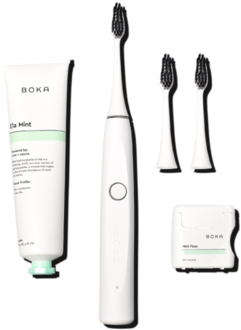 Boka Brush, Heads, Toothpaste And Floss - Brush (338x369), Png Download