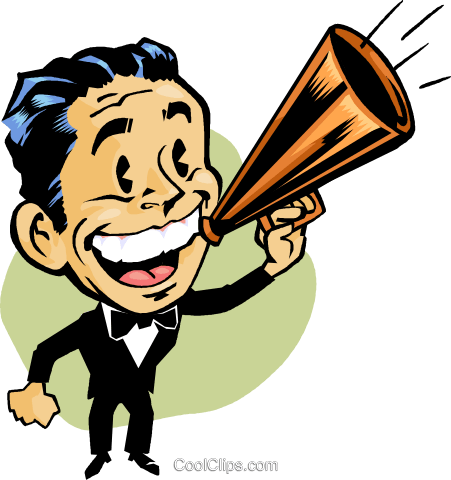 Man Making Announcements Royalty Free Vector Clip Art - Announcement Cartoon Png (451x480), Png Download