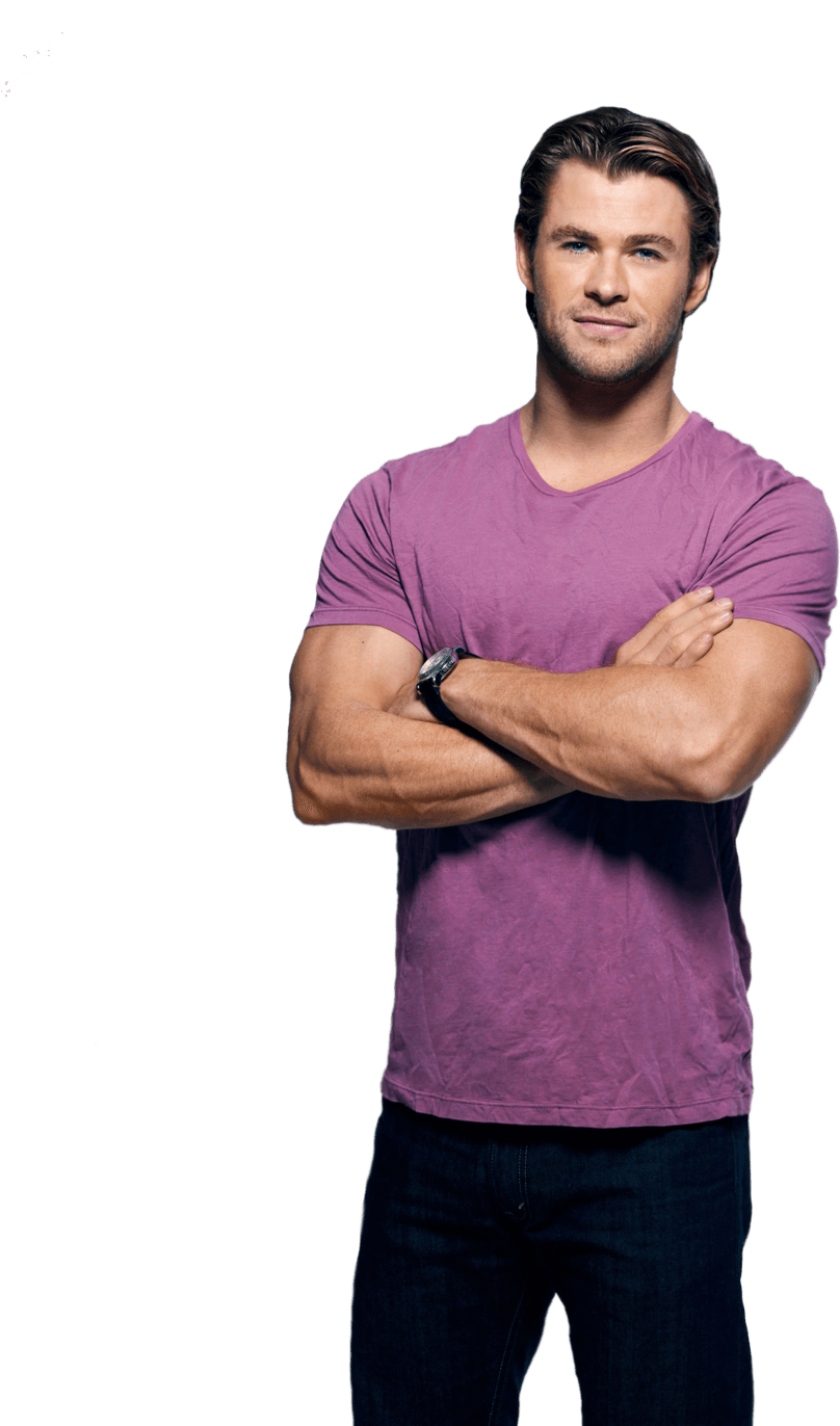 Chris Hemsworth Purple Tshirt - Chris Hemsworth Png (1024x1371), Png Download