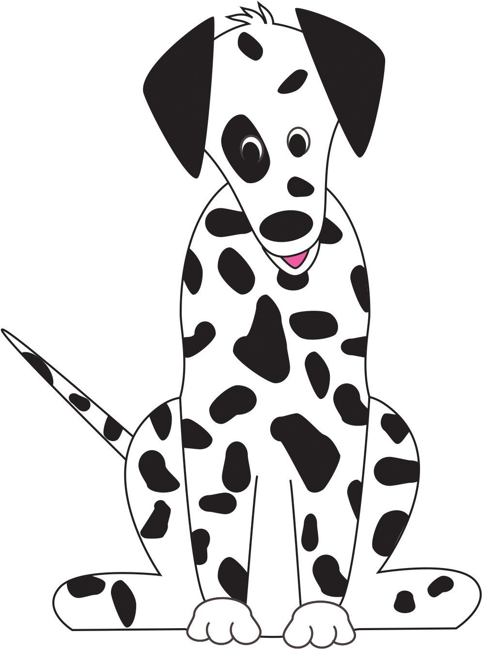 Cats & Dogs Clipart,wordart,papers All Png Clipart - Transparent Png Dalmatian Drawing (1078x1379), Png Download
