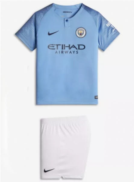 18/19 Kid Manchester City Home Uniform Jersey Kit - 894480 489 (600x600), Png Download