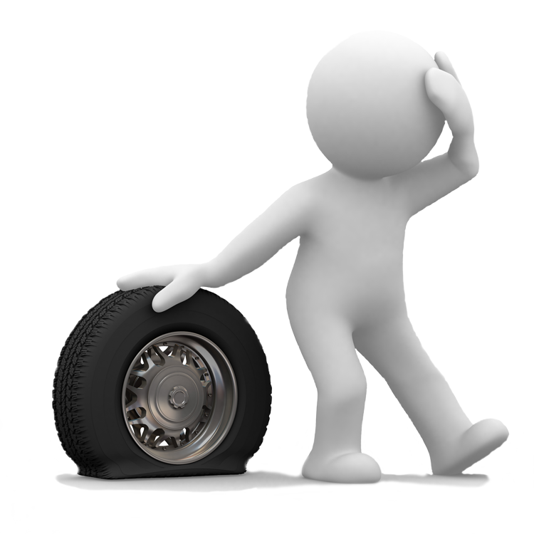 Tyre Insurance For Run Flat Tyres - Car With Flat Tyre (750x750), Png Download