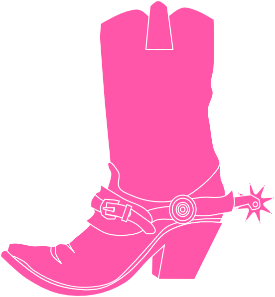Cowgirl Boots And Pink Cowgirl Hat Clip Art - Pink Cowboy Boot Clipart (552x597), Png Download