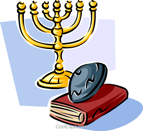 Menora, Kippa Und Bibel Vektor Clipart Bild - Judentum Clipart (480x439), Png Download