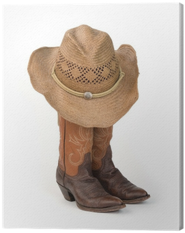 Ladies Cowboy Boots With Straw Hat - Hat (400x400), Png Download