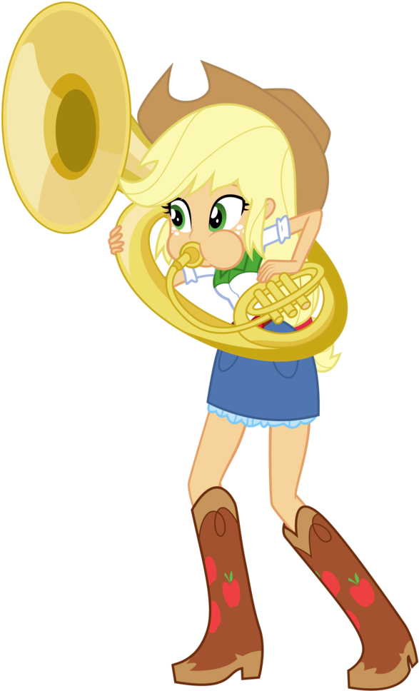 Discorded-joker, Blowing, Boots, Clothes, Cowboy Boots, - Applejack My Little Pony Equestria Girl Sousaphone (605x1024), Png Download