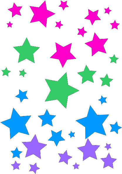 Black Pink And Blue Stars - Purple And Green Stars (423x600), Png Download