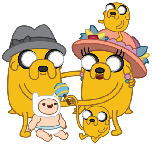 The Dog Family From Adventure Time - Finn And Jake Family (500x478), Png Download