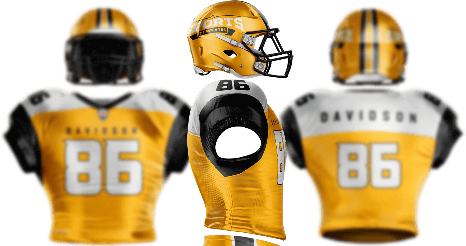 Touchdown Football Uniform Mockup - American Football (1916x855), Png Download