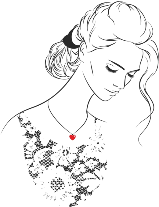Faces Silhouettes - Line Art (600x757), Png Download