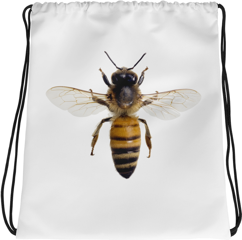 Honey-bee Print Drawstring Bag - Honeybees Thrive By Heather Swan (1000x1000), Png Download