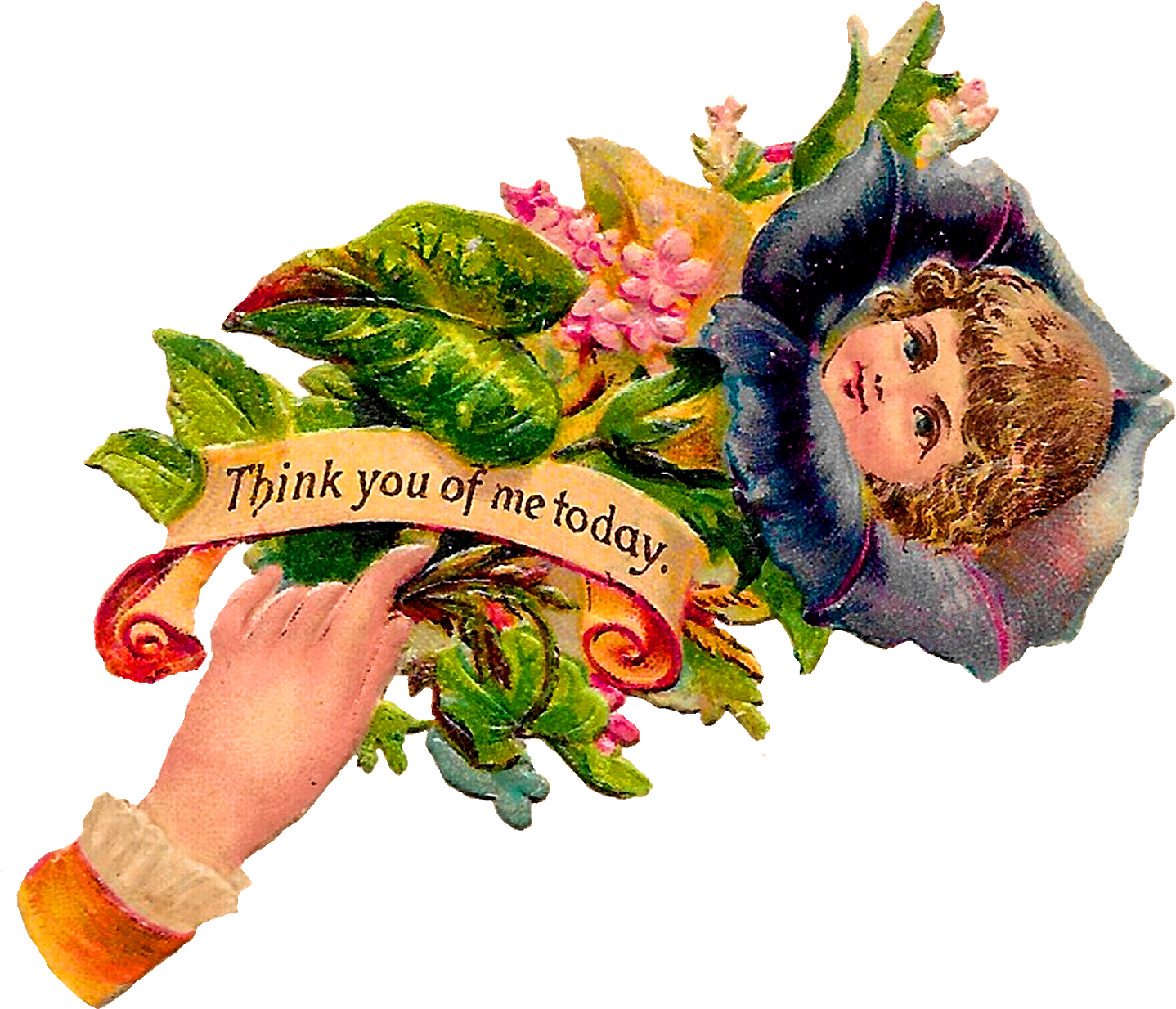 Victorian Flower Hand Whimsy Download Image - Illustration (1600x1417), Png Download