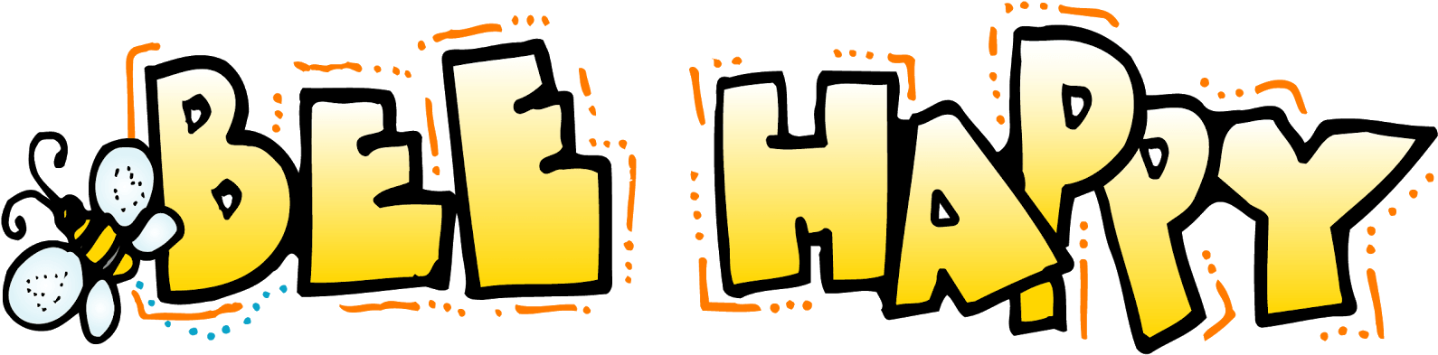 Cartoon Bee Pics - Bee Happy Clipart (1600x402), Png Download