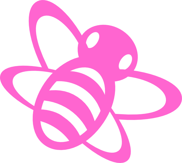 Pink Bee Clip Art At Clker - Pink Bee Clipart (600x538), Png Download