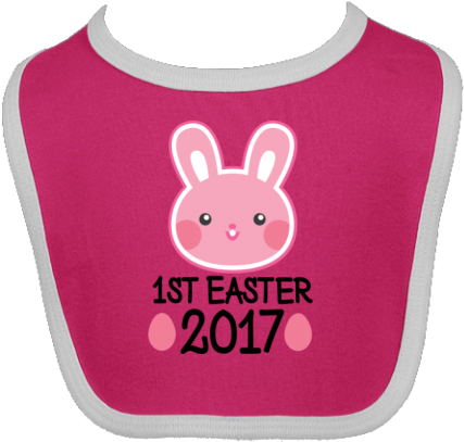 Cute Pink Bunny Rabbit For Baby's 1st Easter On A Baby - Bib (480x480), Png Download