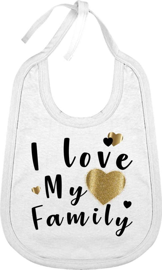 I Love My Family" Cotton Baby - Bib (570x948), Png Download