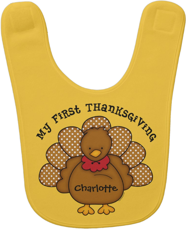 First Thanksgiving Personalized Baby Bib - Baby Turkey 1st Thanksgiving Hoodie (877x877), Png Download